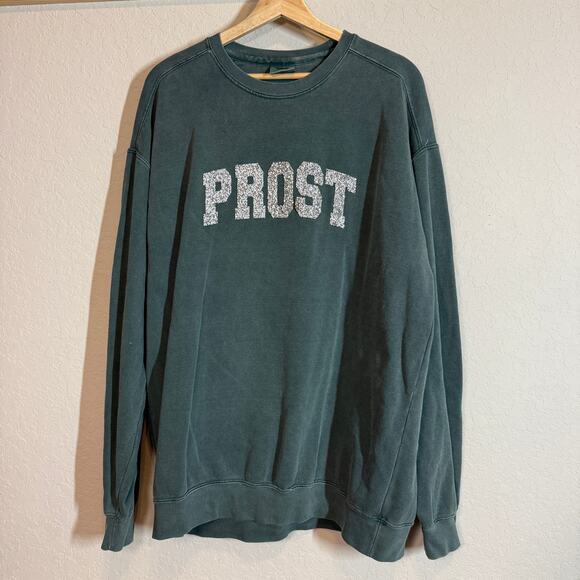Women's Comfort Colors Dark Green Silver Prost Pullover Sweatshirt Sizze XL - Picture 1 of 10